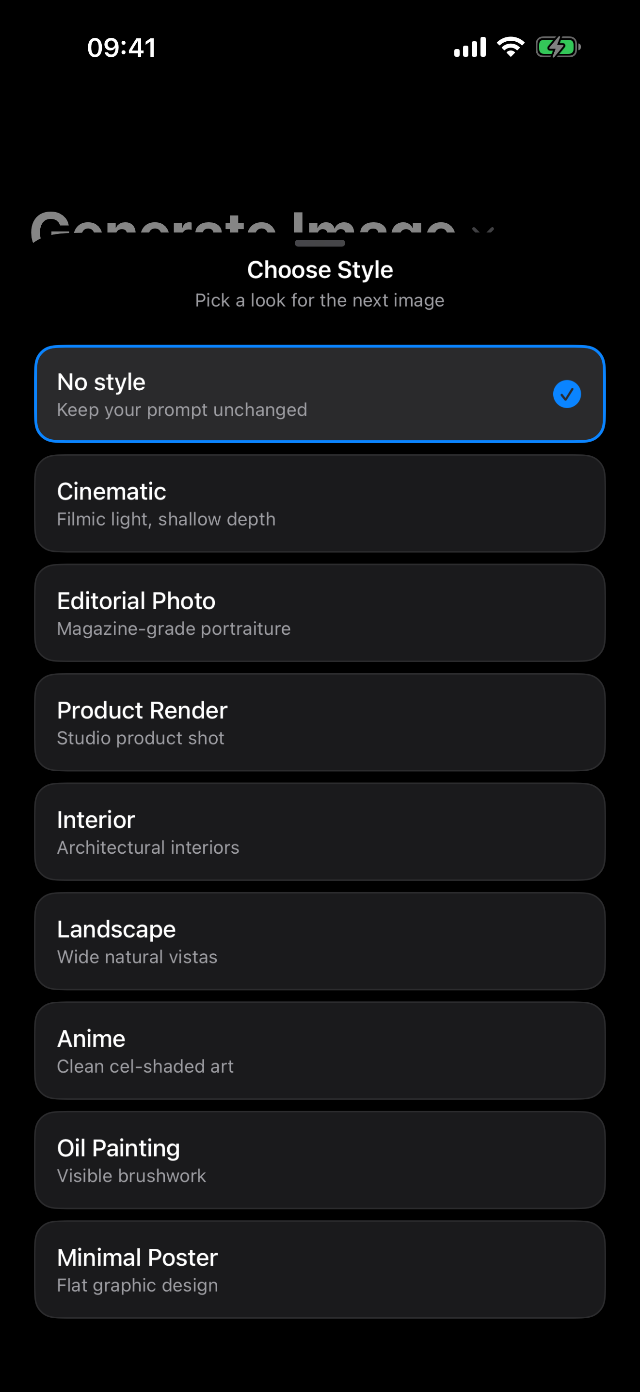 MuseLumo style selection screen